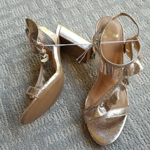 gold block heels for prom